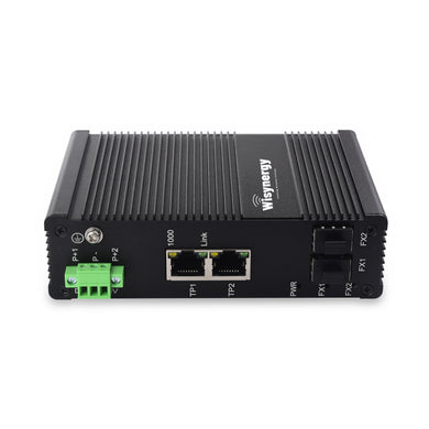 Wisynergy Networks Industrial Fibre Media Converter / Unmanaged Switch (WI-MC-D-IGS-F2T2) - Wisynergy